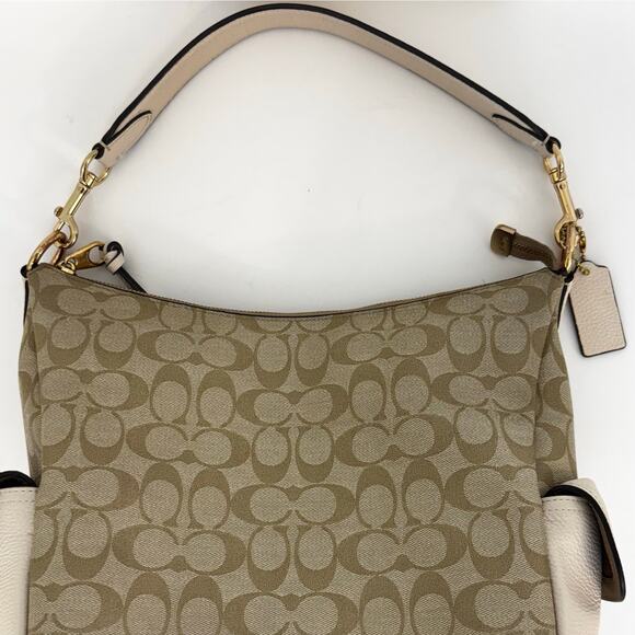 Coach Pennie Shoulder Bag Signature Coated Canvas Refined Pebbled Leather C1523 - Picture 6 of 14